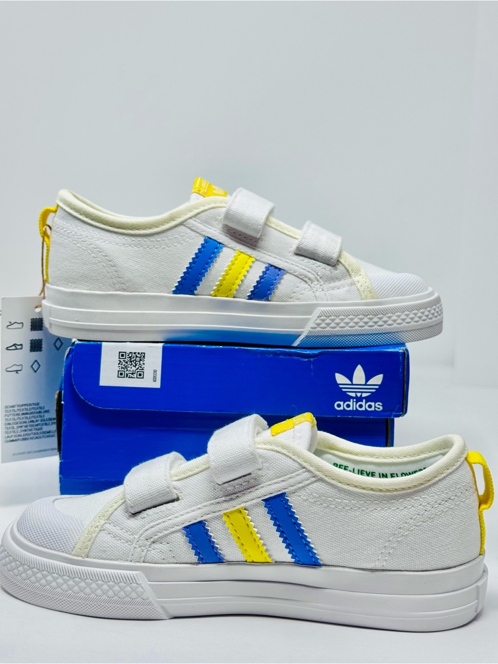 NEW Adidas Originals Nizza CF I Toddler Size10K White Flower/Bee/Stripe W/Bx $60 - Picture 4 of 10